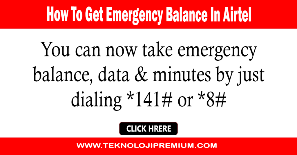 How To Get Emergency Balance In Airtel